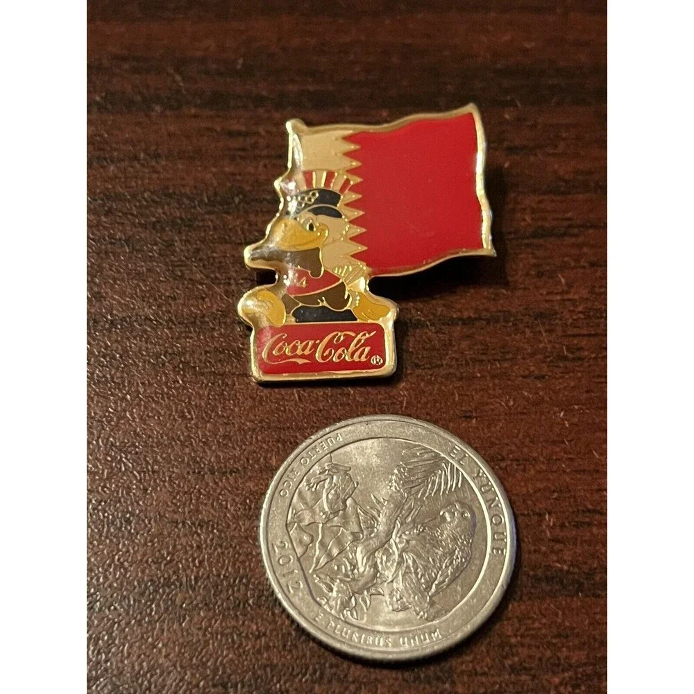 Vintage 1984 Los‎ Angeles Olympics Coca Cola Sam Eagle Bahrain Flag Lapel Pin